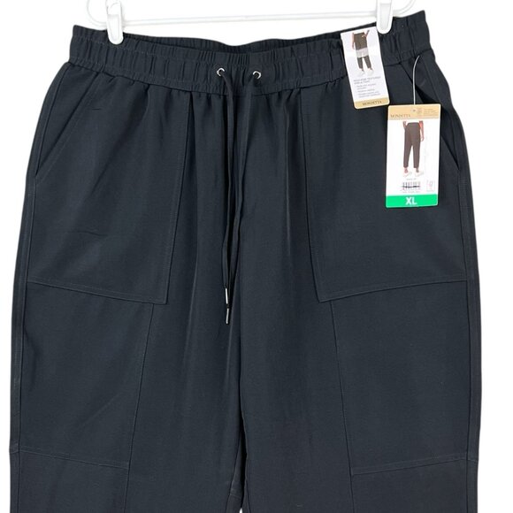 Mondetta Women's Pull-on Stretch High Rise Textured Black Ankle Pant Size XL NWT - Picture 3 of 14